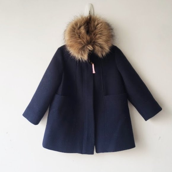 Crewcuts Other - Crewcuts Navy Fur Collar Peacoat